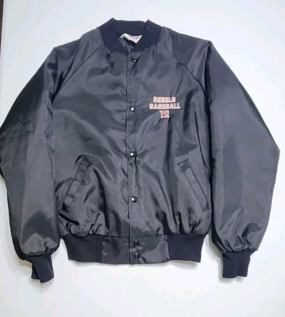 Vintage Rebels Baseball Jacket Button Coat Size Youth Large Made In USA